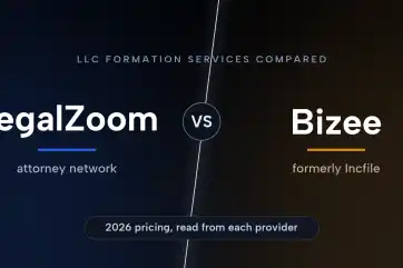 LegalZoom and Bizee, formerly Incfile, set on either side of the word vs
