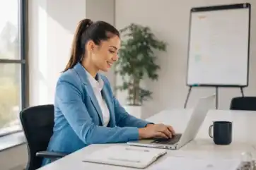 Business owner filing compliance paperwork on a laptop